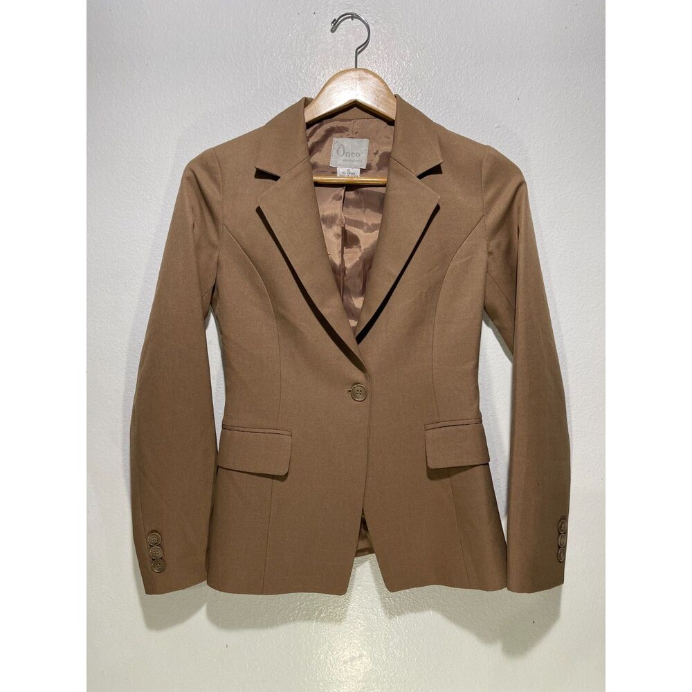 Oneo Unlimited Mind jacket one button blazer mocha brown office business women 6